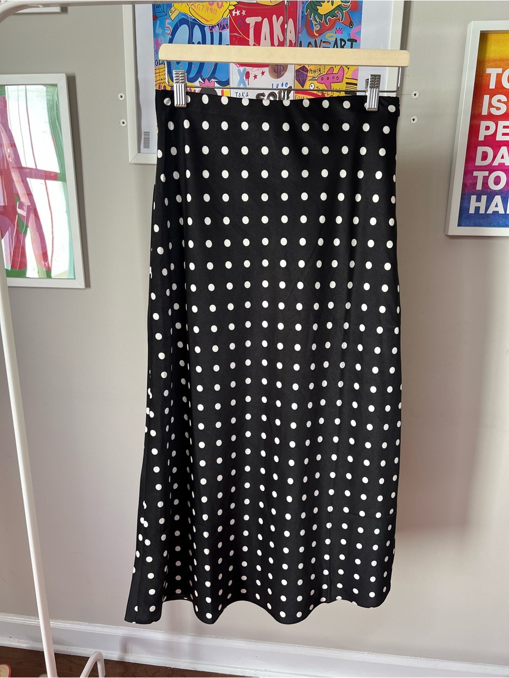 Storia Black and White Polka Dot Midi Skirt